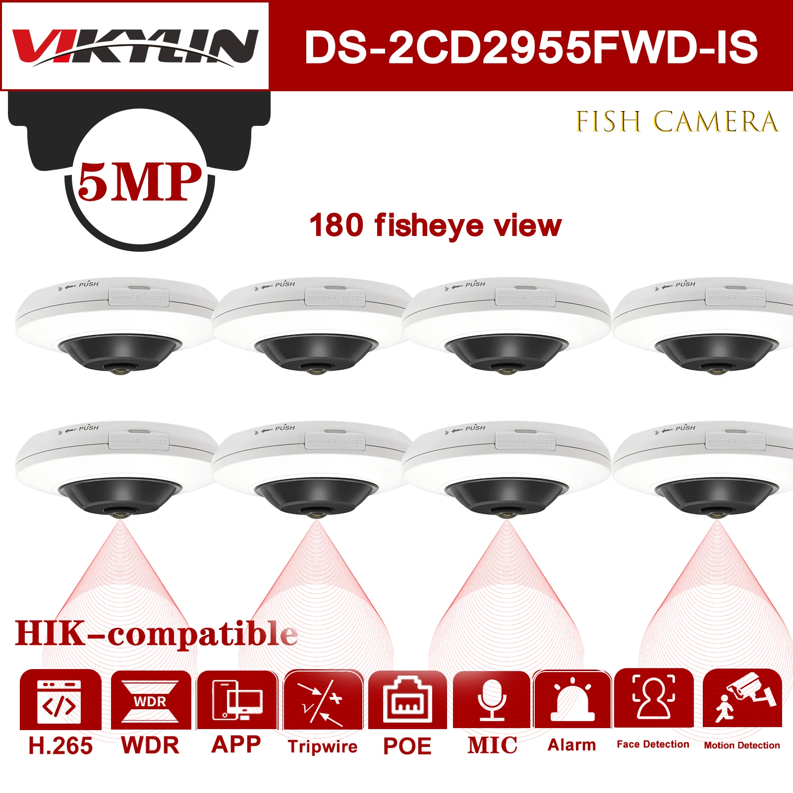 

IP-камера видеонаблюдения «рыбий глаз», 5 МП, 180 °