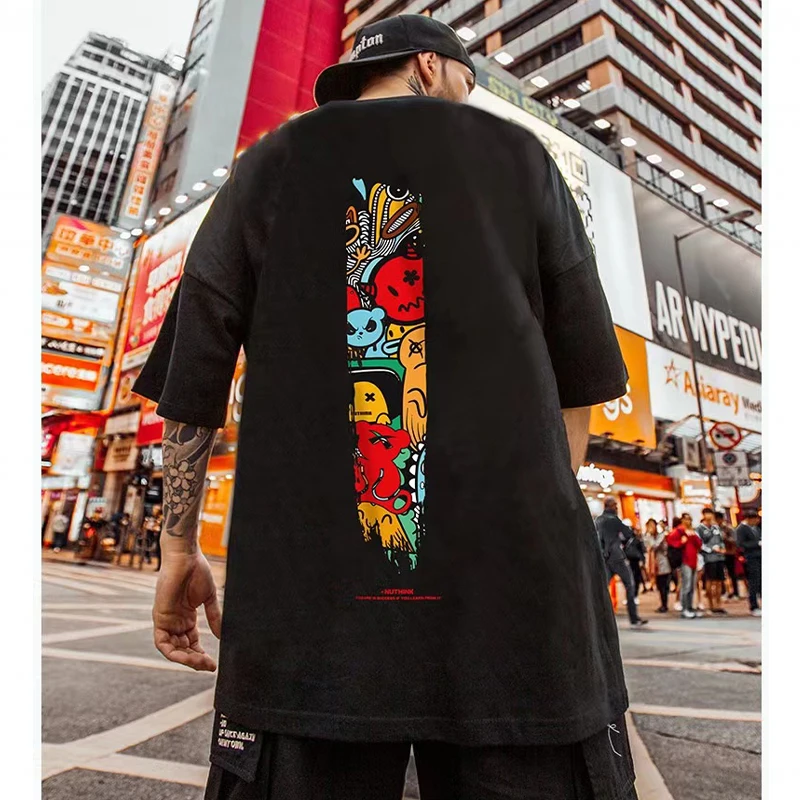 

Oversized Anime Men Summer T-shirts Cute T-shirts Graphic Print Summer Hip Hop Style Tee Tops Cottons Couple Fashion Clothes