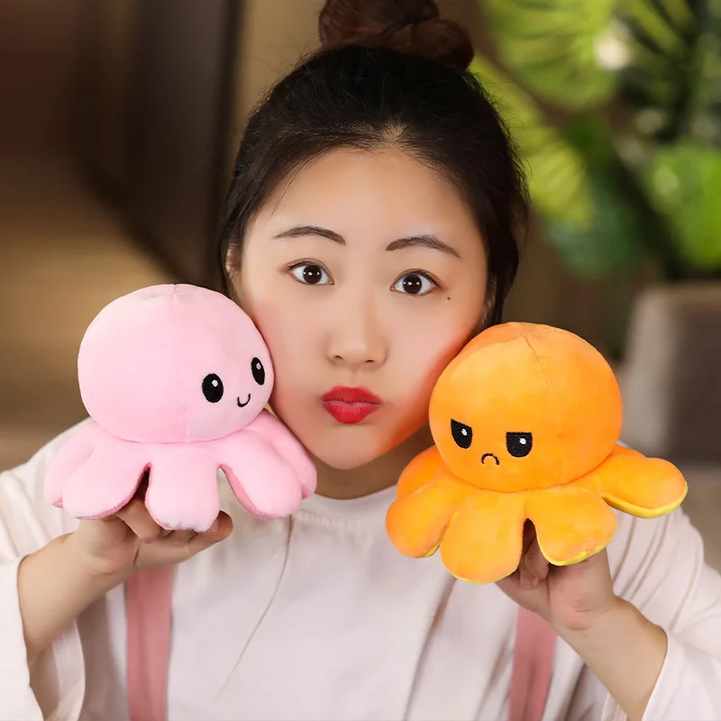

Octopus Plush Toy Fashion Tow-sides Oktopu Dolls Classic Shifter Reversib Miniatures Mood Pulpo Soft Stuffed Animal Kawaii Gift