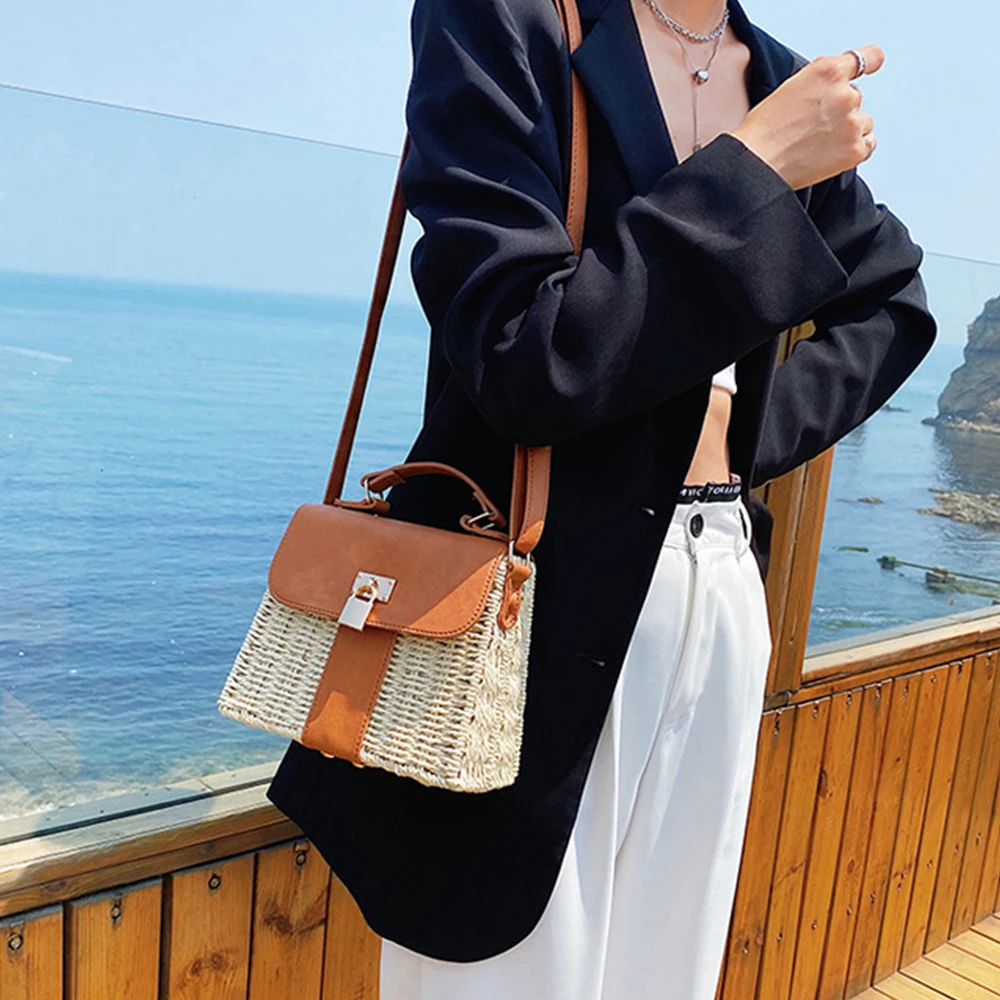 Summer Woven Bags for Women Straw Bag Boho Woven Rattan Bag Purses and Handbags Bohemian Travel Beach Shoulder Crossbody Bags