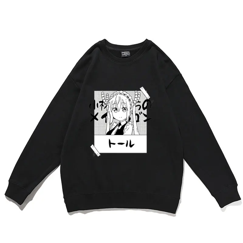 

Модный пуловер с принтом манга Harajuku Tohru, повседневные пуловеры с принтом служанки дракона Miss Kobayashi, удобная Толстовка для мужчин и женщин