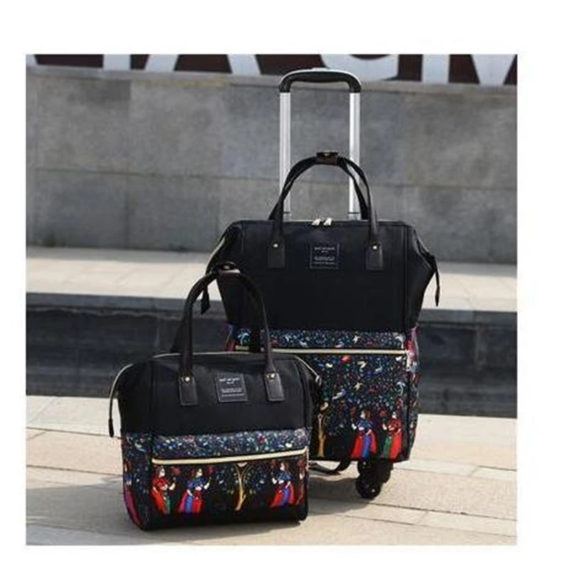 travel Trolley Bag with wheels Women Carry-On Luggage Backpa
