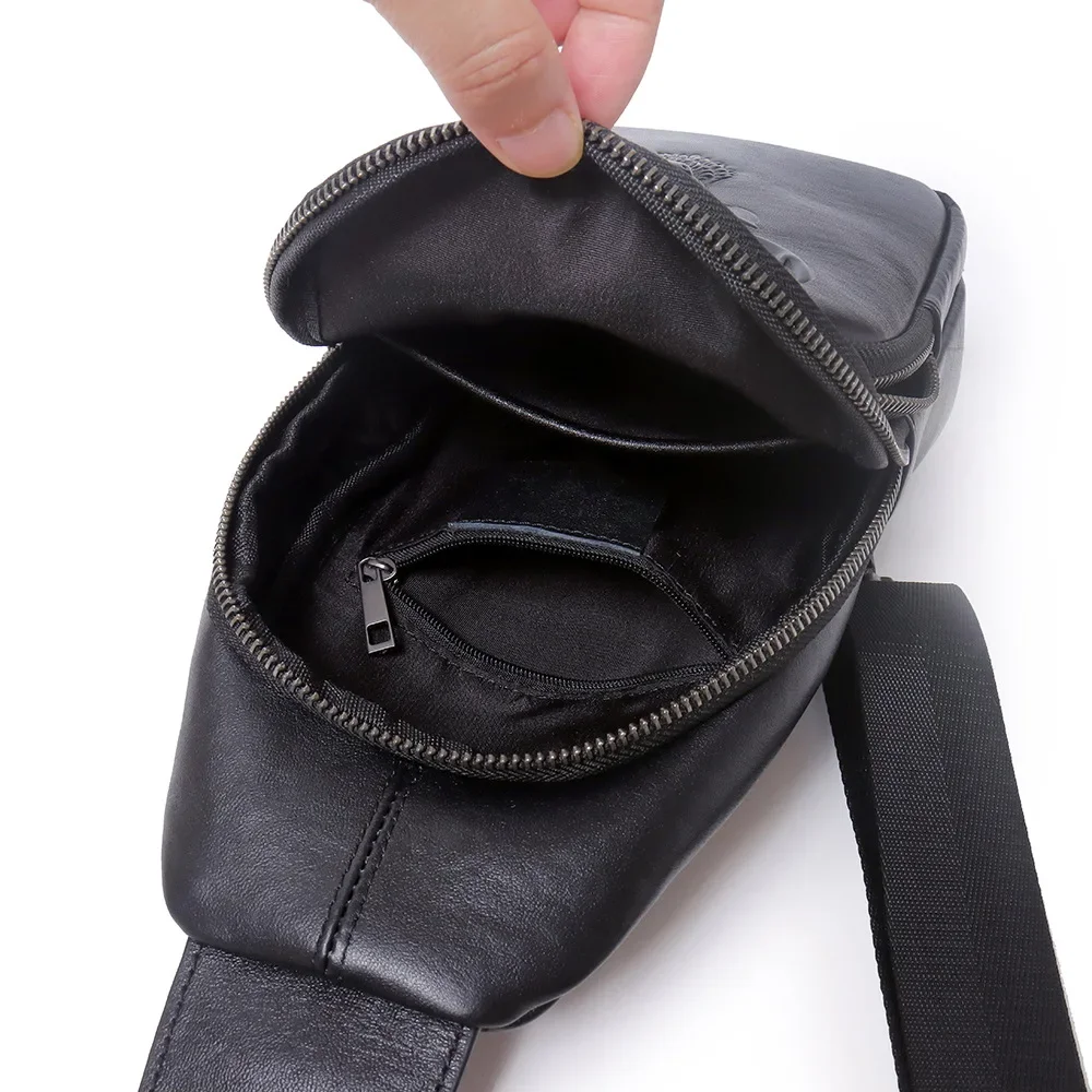 Трансграничная мужская нагрудная сумка из натуральной кожи вертикальная