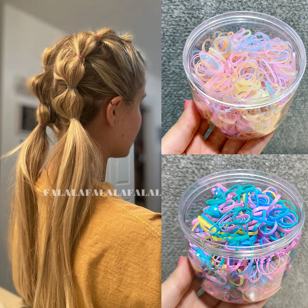 

Girls Disposable Colorful Small Hair Bands Scrunchie Girls Elastic Rubber Band Ponytail Holder Hair Accessories Hair Ties
