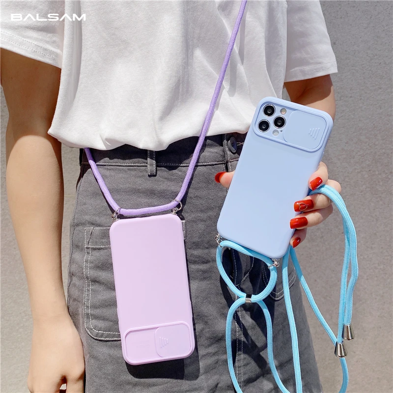 

Neck Strap Cord Lens Protection Case For iPhone 14 13 12 Mini 11 Pro XS Max XR 8 7 Plus SE Crossbody Lanyard Soft Silicone Cover
