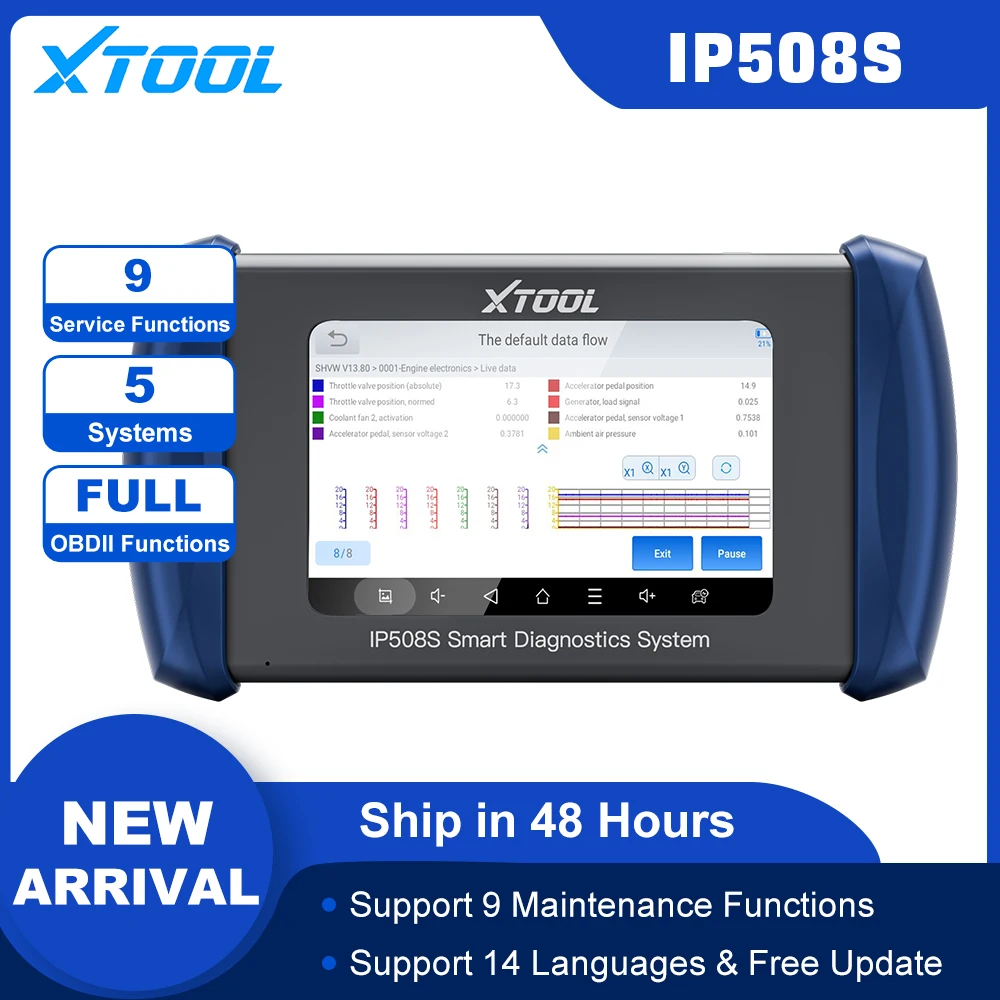 

New Arrival XTOOL Inplus IP508S Car Diagnostic Tool 5 Systems OBD2 Scanner 9 Special Function SRS EPB ABS Lifetime Free Update