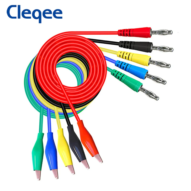 

Cleqee P1042 4mm Banana Plug to Alligator Clip Multimeter Test Leads Red Copper Electrical Crocodile Clamp Cable