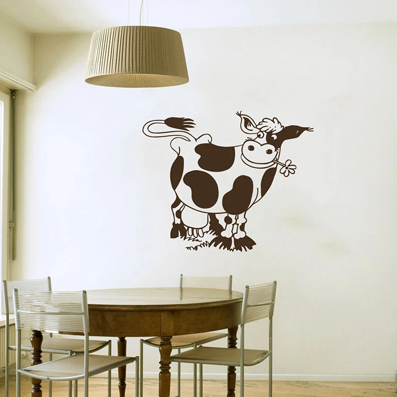 İnek sütü hayvan eğlenceli Pet evcil hayvan duvar Sticker vinil ev dekor tasarım tarım için süt çiftliği kız erkek odası mutfak çıkartmaları duvar A854