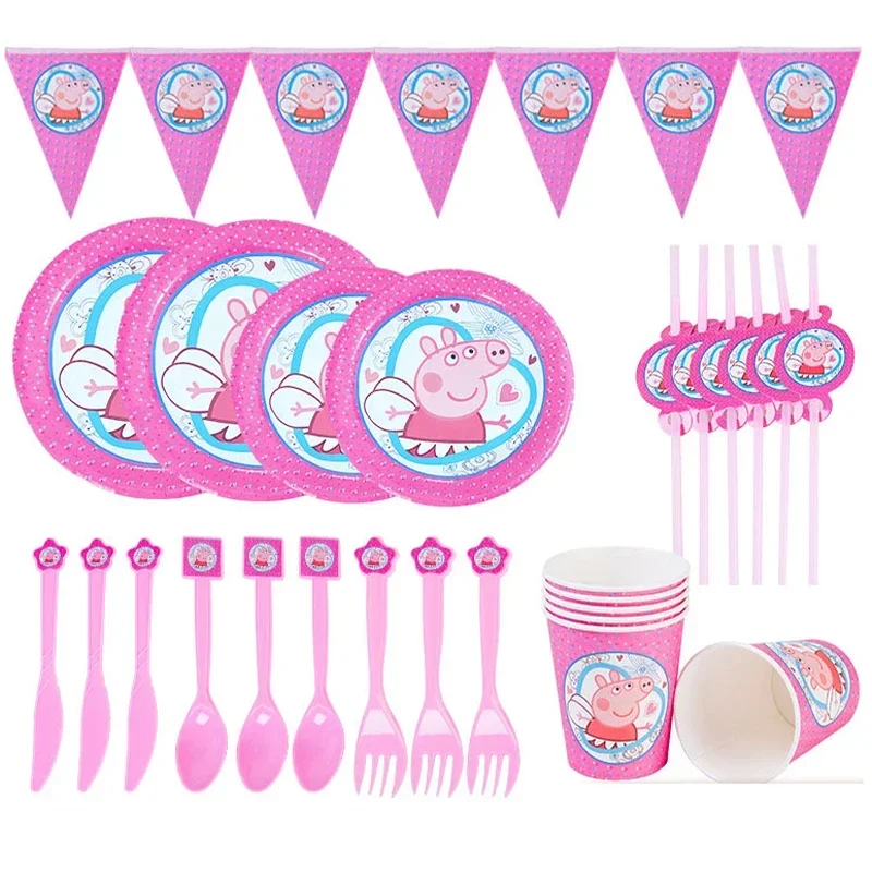 Мультфильм Свинья Пеппа для девочек украшения дня рождения фоны набор воздушных