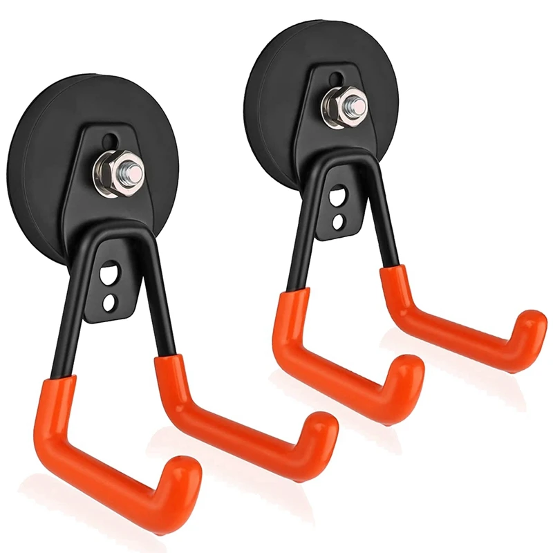 

2 PCS Magnetic Hooks Garage Magnetic Hooks Heavy Duty With Anti-Slip Coating, Strong Storage Utility Magnetic Hooks