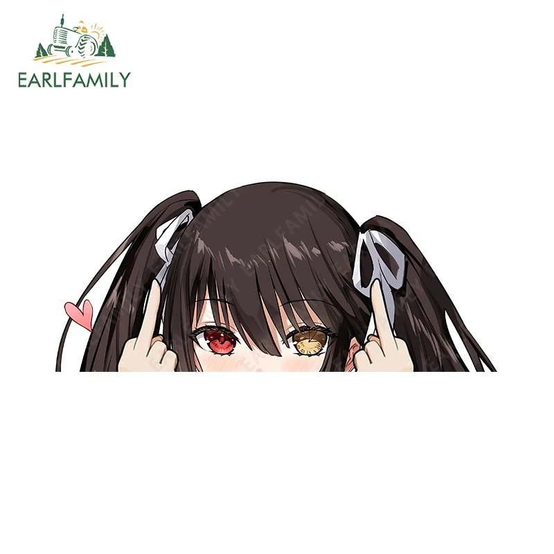 Фото Наклейки на автомобиль EARLFAMILY Tokisaki Kurumi Peeker, художественные наклейки на багажник мотоцикла, водонепроницаемые аксессуары для украшения автомобиля своими руками №3