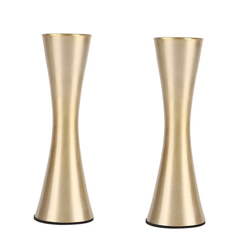 

2PCS Brass-Toned Metal Vase Small Flower Vase Modern Decorative Vase For Home Decor, Wedding Or Gift(Gold)