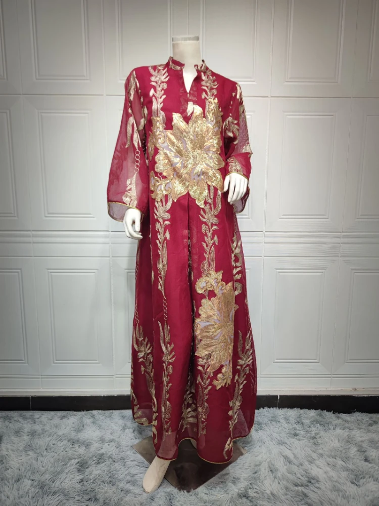 Eid Mubarak Abaya Dubai Turkey Muslim Long Sleeve Dress Islamic Clothing Wedding Party Gown Caftan Marocain Djellaba Femme