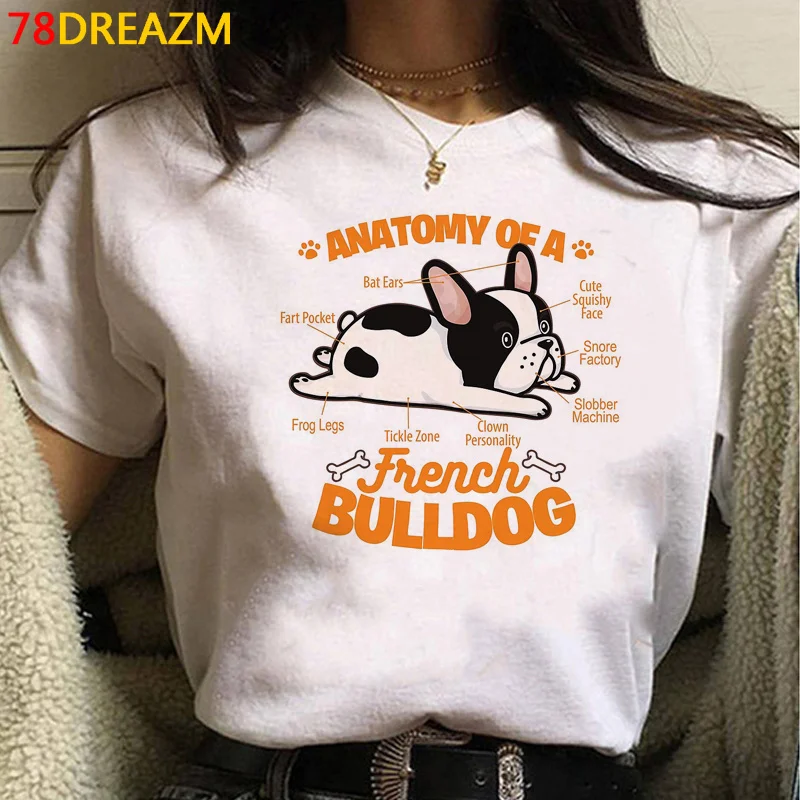 

French Bulldog clothes women streetwear couple kawaii Korea casual tshirt harajuku kawaii