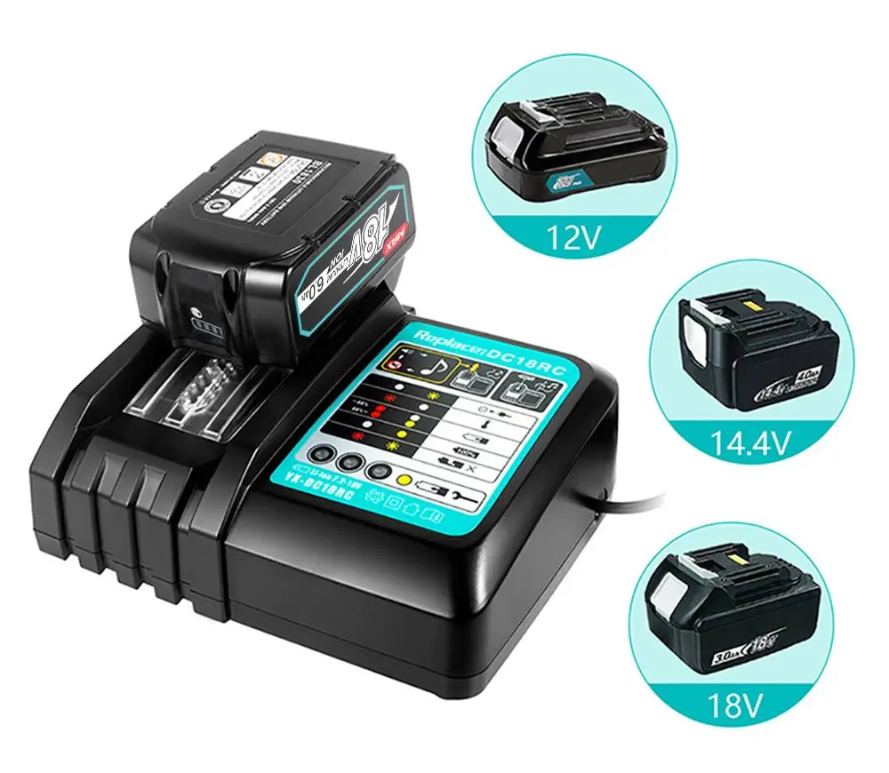 

Rechargeable Li-ion batteries with charger BL1860 18V 6000mAh for Makita 18V battery 6Ah BL1840 BL1850 BL1830 BL1860B LXT400
