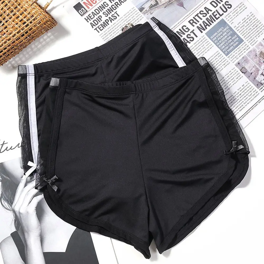 

2022 Spring and Summer Breathable Mesh Safety Ice Silk Short Pants Mid-waist Butt Lifter Lace Boxer Women Underwear