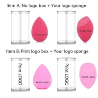 60pcs custom logo makeup sponge puff with box soft waterdrop beauty egg cosmetic facial packaging wholesale