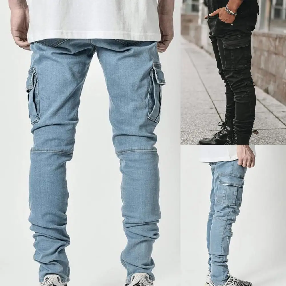 

All Match Comfortable Multi Pockets Solid Color Men Jeans for Office