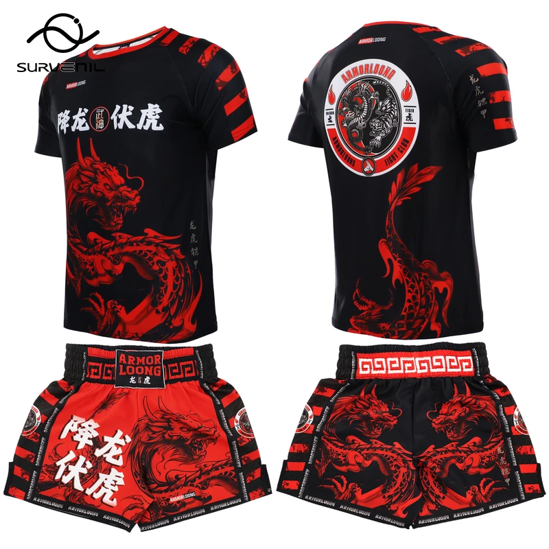 

Thai Boxing Shorts MMA T Shirt Fitness Gym Training Muay Thai Pants Kickboxing Jerseys Sanda BJJ Jiu Jitsu Martial Arts Clothing