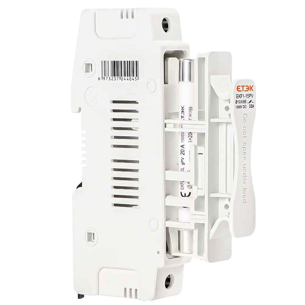 

ETEK Держатель солнечного предохранителя постоянного тока 1500 В 1P 15A 20A 25A Фотоэлектрический предохранитель Base Link PV System GPV 10x85 мм DIN-рейка EKF1-15PV-10L