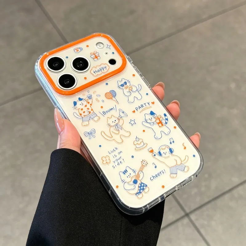 Новый креативный чехол для iPhone 17 16 15 14 13 12 11 Pro Max с милым мультяшным рисунком кошки, минималистичная защитная задняя крышка (art.: 3920dab92b730) - 3920dab92b730