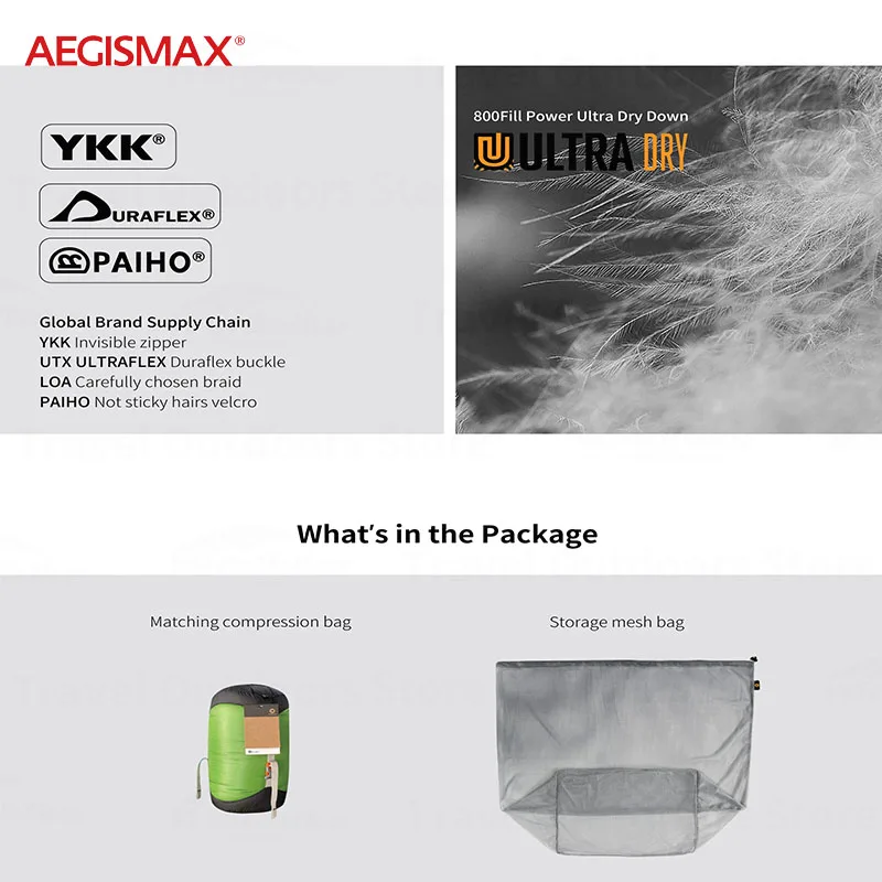 AEGISMAX Ultra Future спальный мешок уличное сверхлегкое одеяло 800FP гусиный пух для