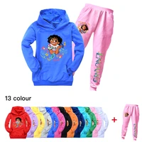 2022 new disney encanto girls cute spring autumn clothes baby boys hooded pants letter print set childrens two piece 2 16y