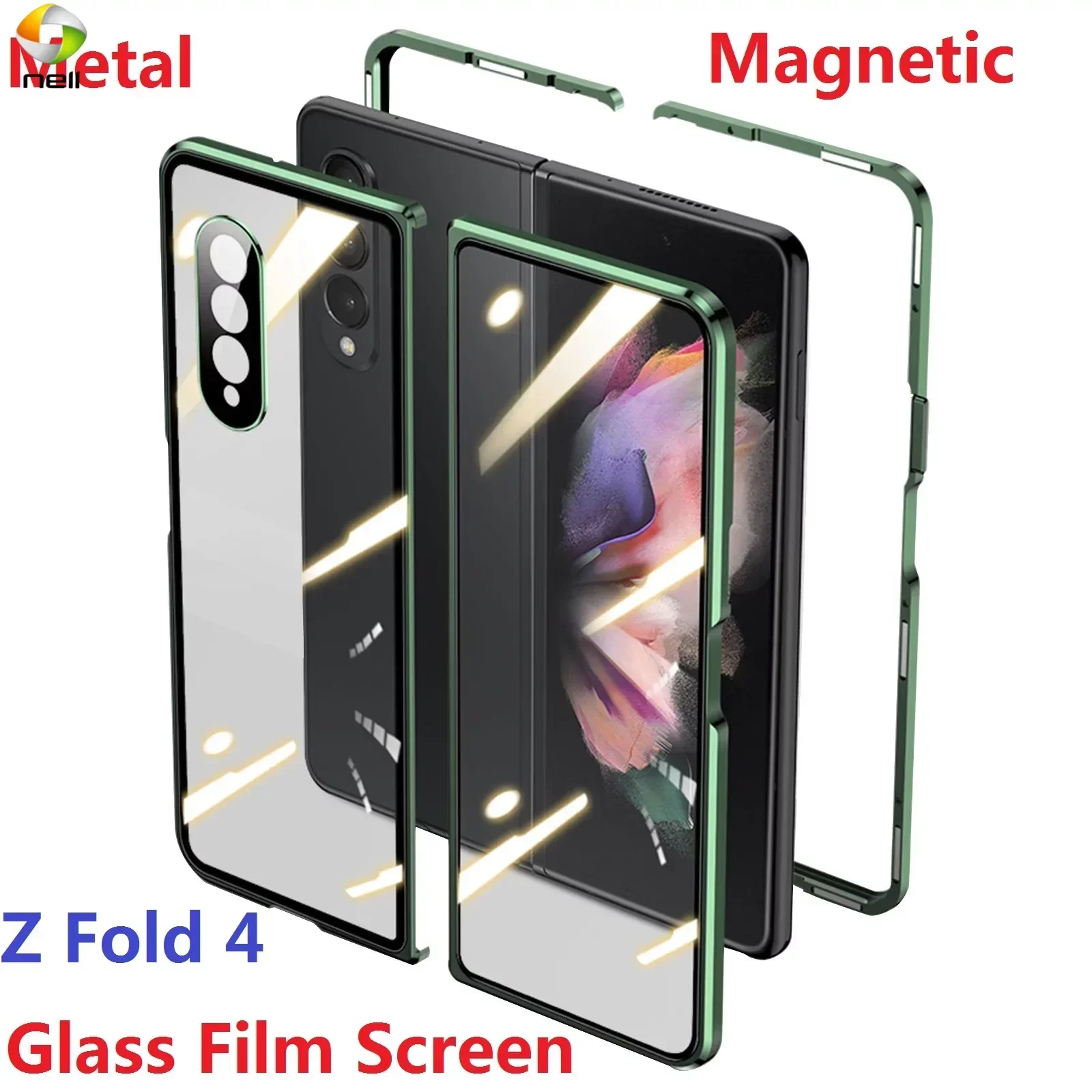 

Metal Frame For Samsung Galaxy Z Fold 4 5 2 3 Fold3 Fold5 Case Glass Film Privacy Double Sided Magnetic Anti Spy Cover