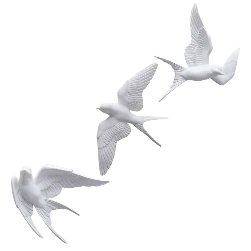 

3 Pcs Bird Decor Wall Decorations Light Luxury Imitated Swallows Model Decors Artificial White Ornaments