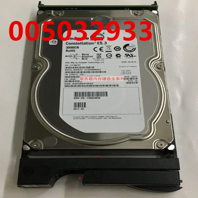

Original Almost New Hard Disk For EMC DD2200 DD2500 3TB SAS 3.5" 7.2K 64MB Server HDD For 005032933