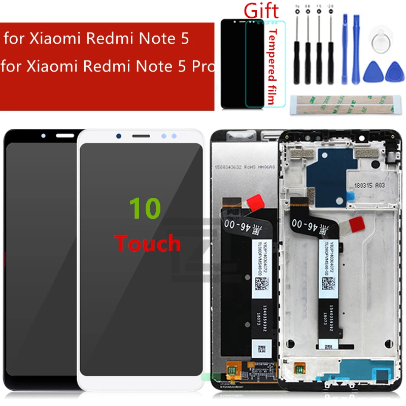 

ЖК-дисплей для Xiaomi Redmi Note 5 Pro, 10 дюймов, сенсорный экран, дигитайзер в сборе с рамкой для Redmi Note 5, ЖК-дисплей, запасные части