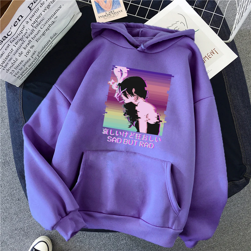 

Vaporwave Aesthetic Sad But Rad Anime Girl Male Hoodie Hip Hop Loose Pullovers Autumn 0-neck Clothing Casual Fleece Mens Hooded