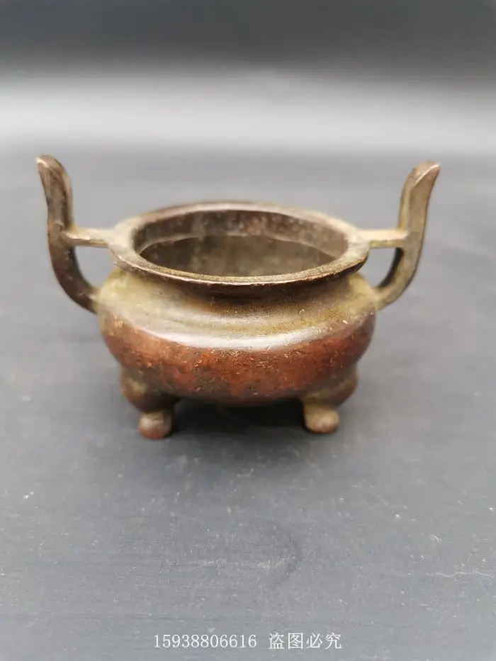 

Antique miscellaneous collection antique alloy purple Xuan word bottom incense burner postage incense plug Copper