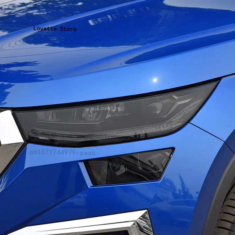 Аксессуары для Skoda Kodiaq 2021-2023 Защитная пленка передней фары автомобиля Прозрачная