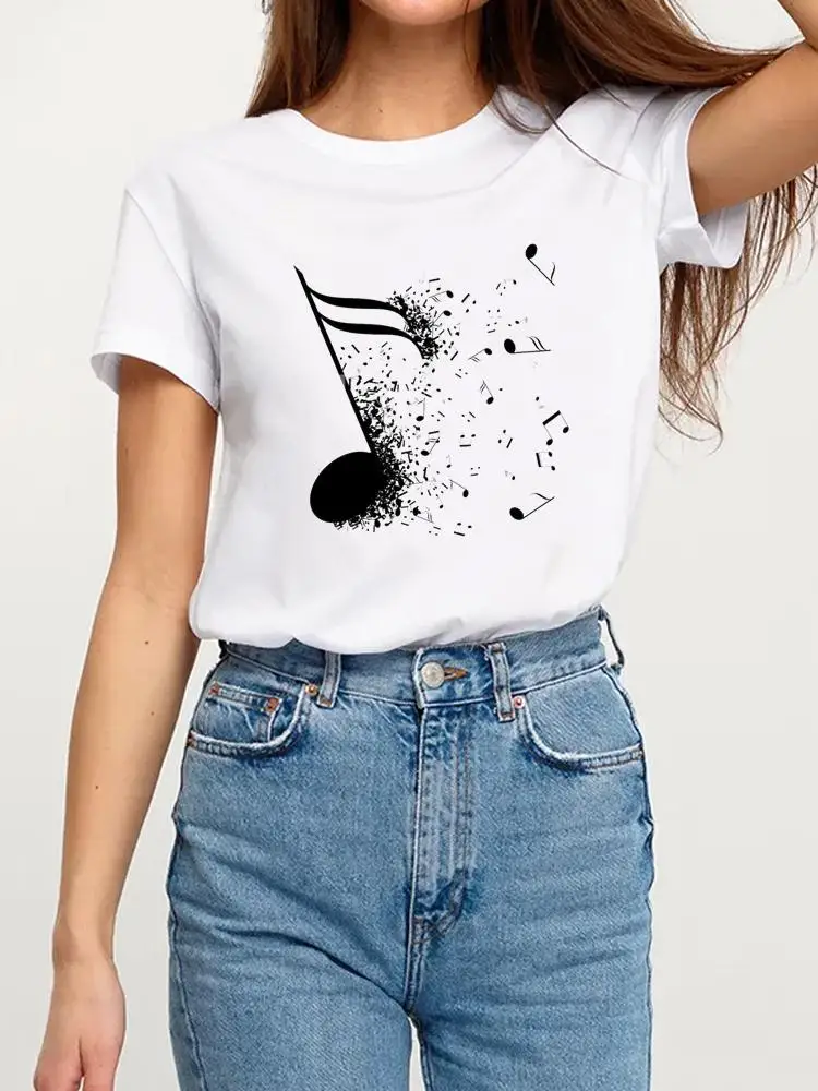 

Summer Women Clothes Music Lovely Style Cute Clothing Short Sleeve Graphic T-shirt Print T Shirt Fashion Kawaii Basic Tee Top
