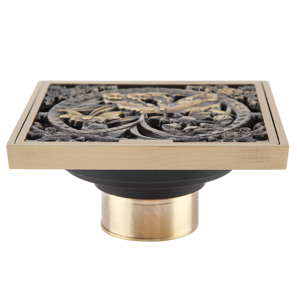

Antique Brass 10cm Shower Floor Drain Bathroom Waste Drain Strainer Cover Grate(#2)Floor Drain