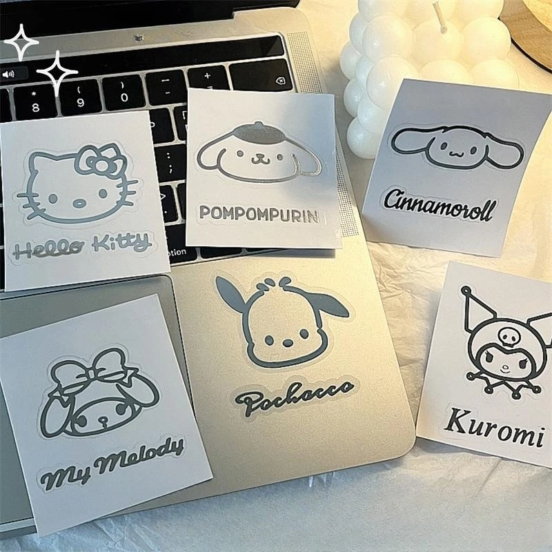 

Sanrios Hellokittys Imitation Metal Sticker Sticker Transparent Waterproof Cute Cartoon Sticker Clipper Album DIY Crafts Diary