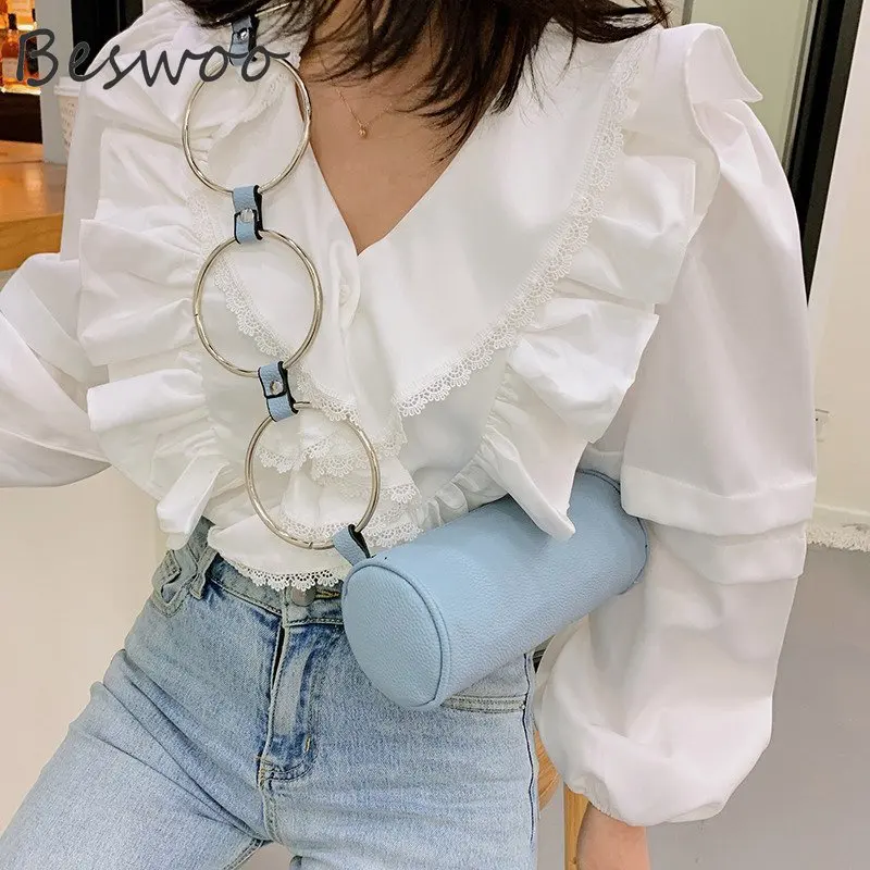 

Fashion Women Shoulder Bag 2022 Metal Rings Crossbody Female Bag Minority Design Cylinder Bags for Women Vintage Ladies Handbags