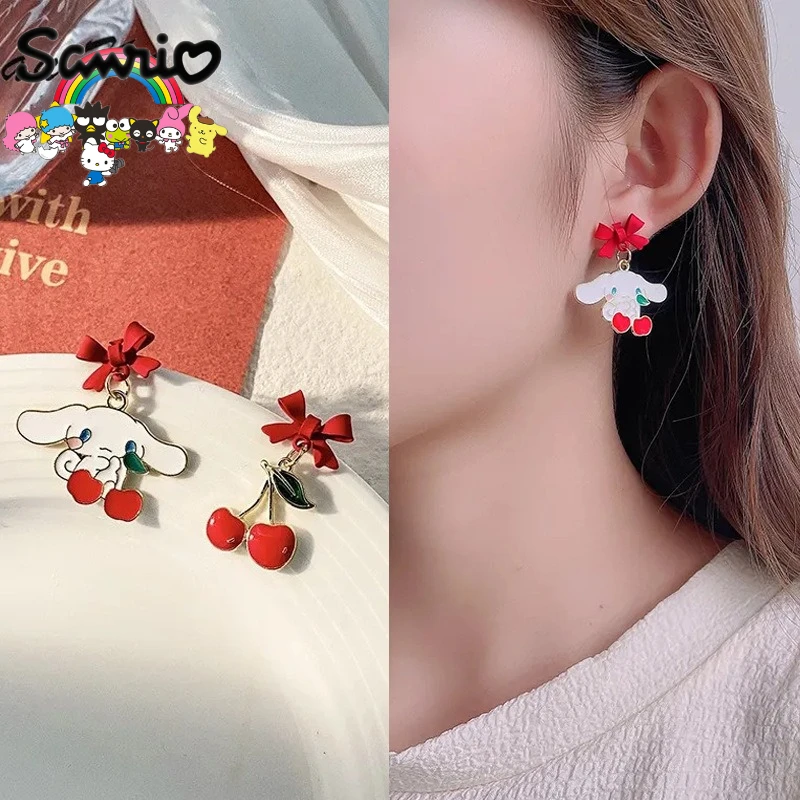 

Sanrio Earrings Kawaii Hello Kitty Cinnamoroll Anime Peripheral Girls Gifts Asymmetric Personalized Earrings Simple Cute Cartoon