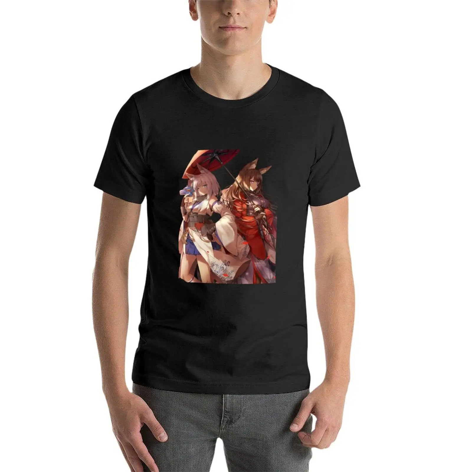 Мужская футболка с принтом Амаги цвет черный