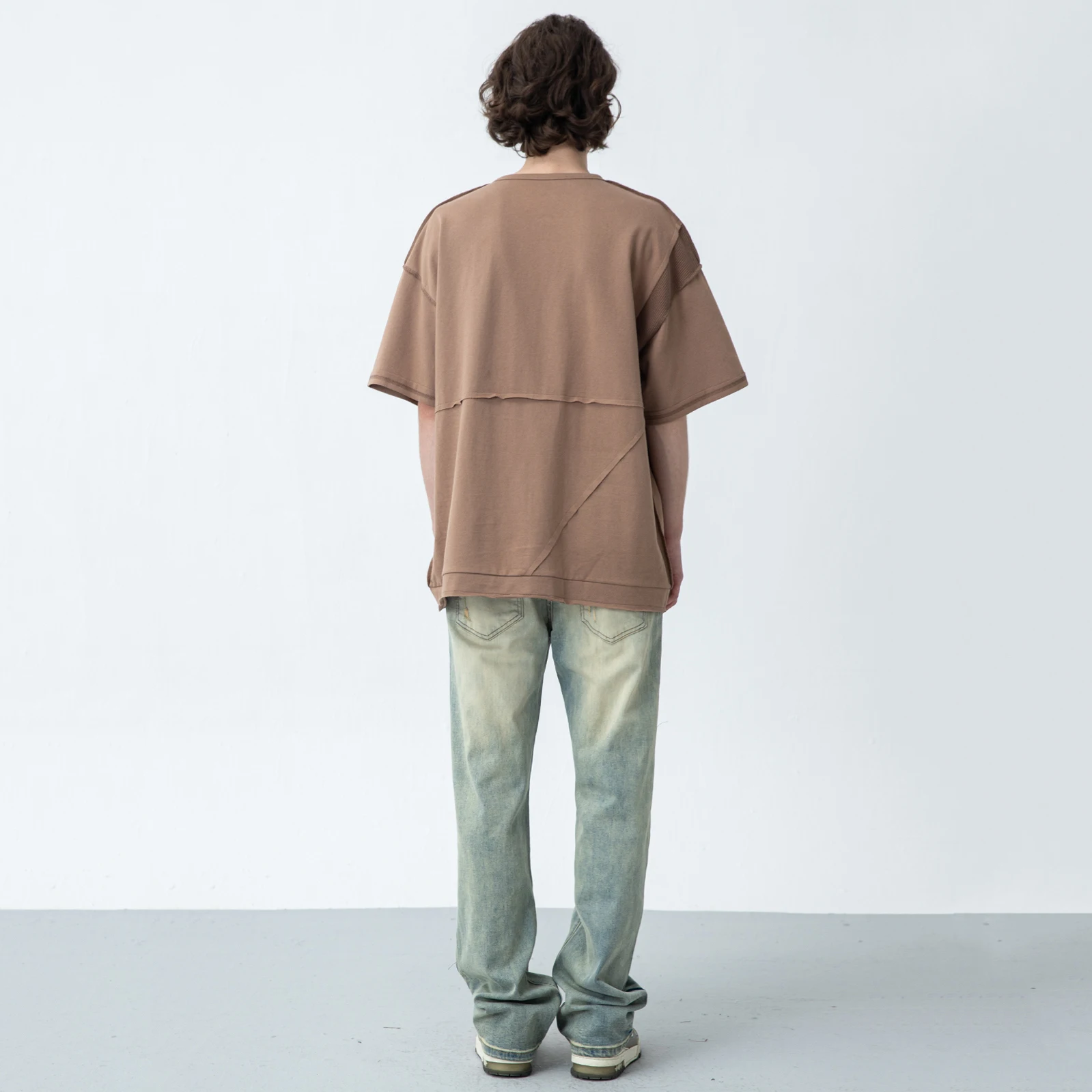 Men's Jeans Retro Washed Colorblock Ripped Straight Jeans High Street Trend Trousers Casual Trousers Ins Hot Sale Streetwear Men