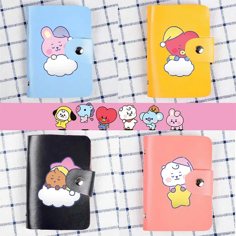 

Мягкая сумка для карт Bt21 Tata Koay Shooky Mang Chimmy Cooky Kawaii, автобусная карта, удостоверения личности, кинотеатр, хранение билетов, мини-кошелек, студенческий подарок