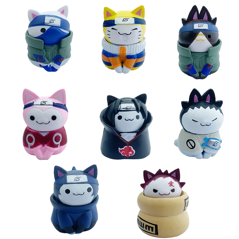 

Hot 8pcs/Set Naruto Toy Sasuke Itachi Kakashi Gaara Anime Action Figure Q Version Pvc Figures Collection Cute Cat Doll Kids Gift