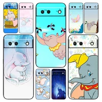 disney cartoon dumbo phone case for google pixel 7 6 pro 6a 5a 5 4 4a xl 5g black silicone tpu cover