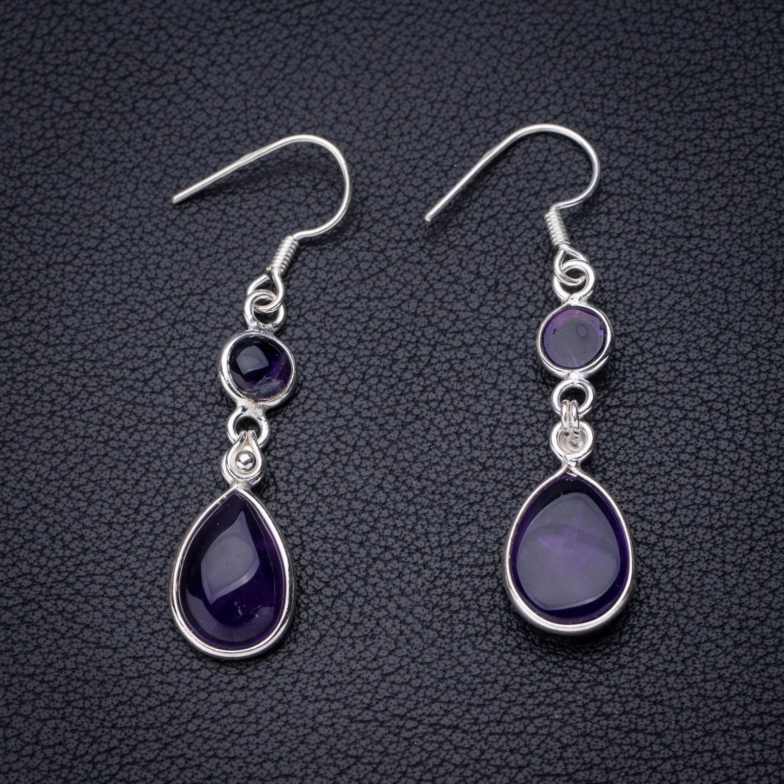 

StarGems Natural Amethyst Handmade 925 Sterling Silver Earrings 2" E6940