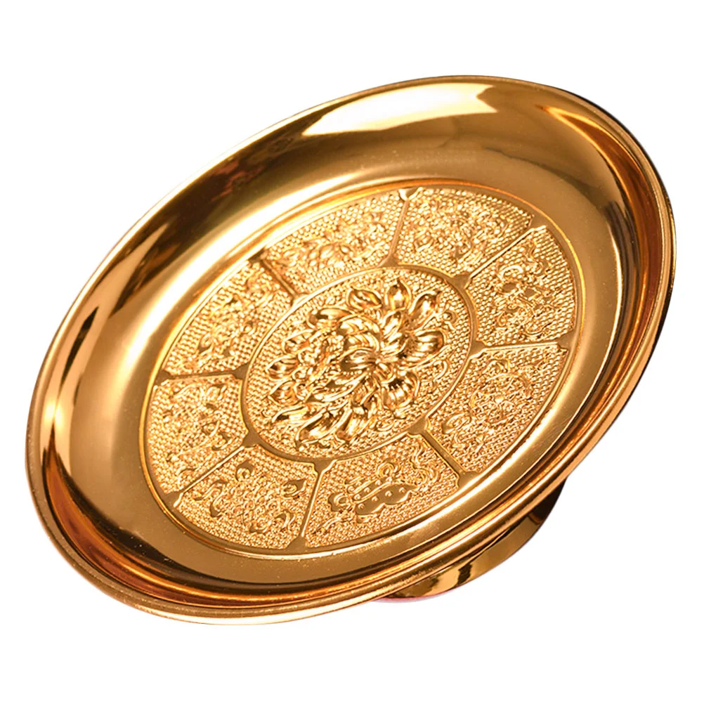 

1Pc Zinc Alloy Fruit Tray Tributes Serving Tray Useful Storage Tray (Golden)