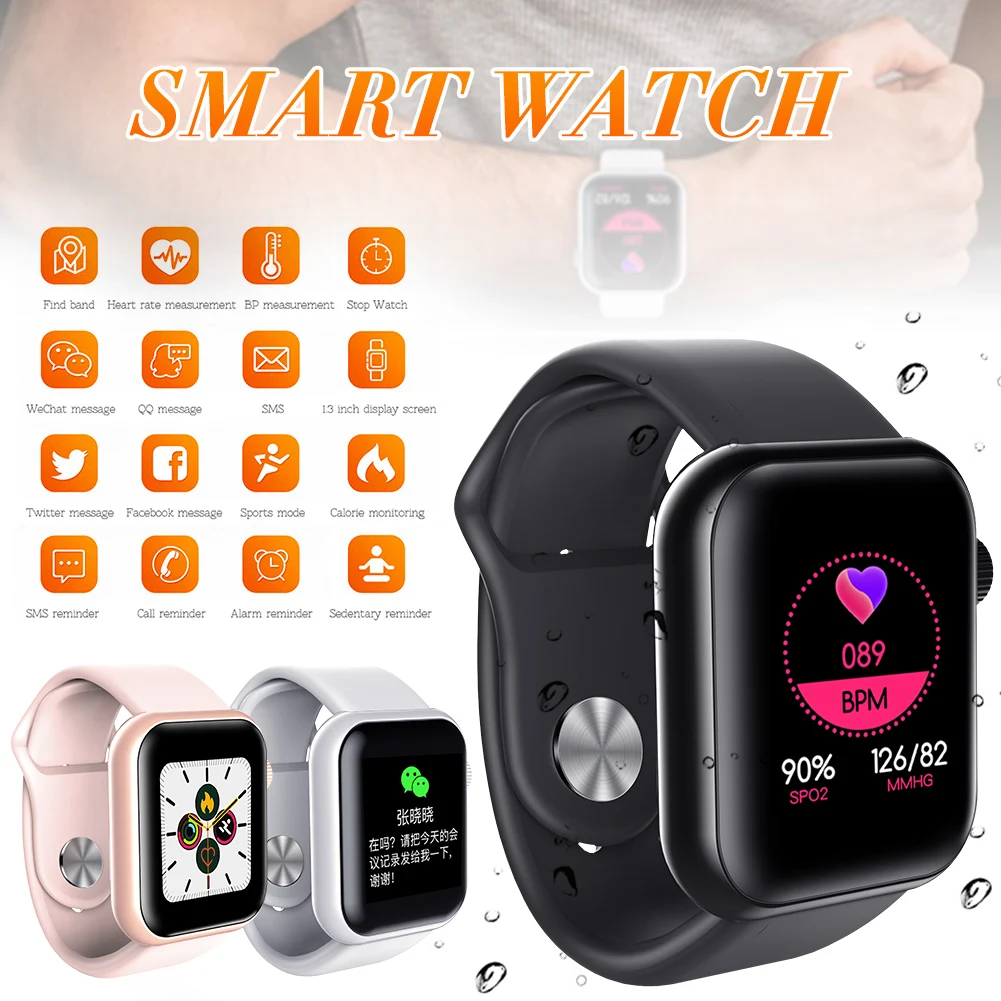 

Bluetooth Smart Watch Health Tracker 1.3" Screen IP65 Waterproof Sports Watch Message Reminder Sleep Monitor for Android iOS