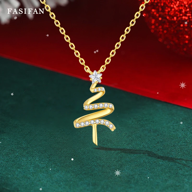 FASIFAN ожерелье в виде рождественской елки для женщин легкая роскошная ниша