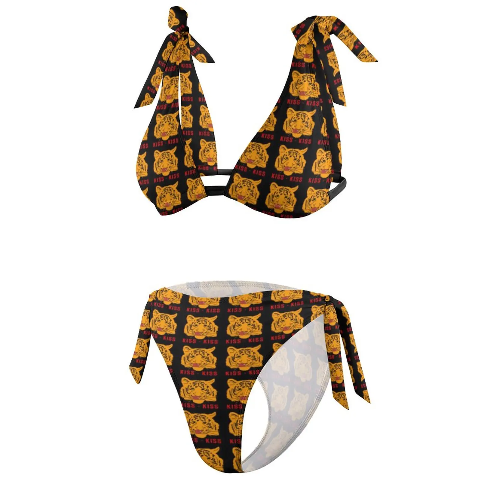 Милый купальник-бикини с принтом тигра и поцелуя купальник лица животных