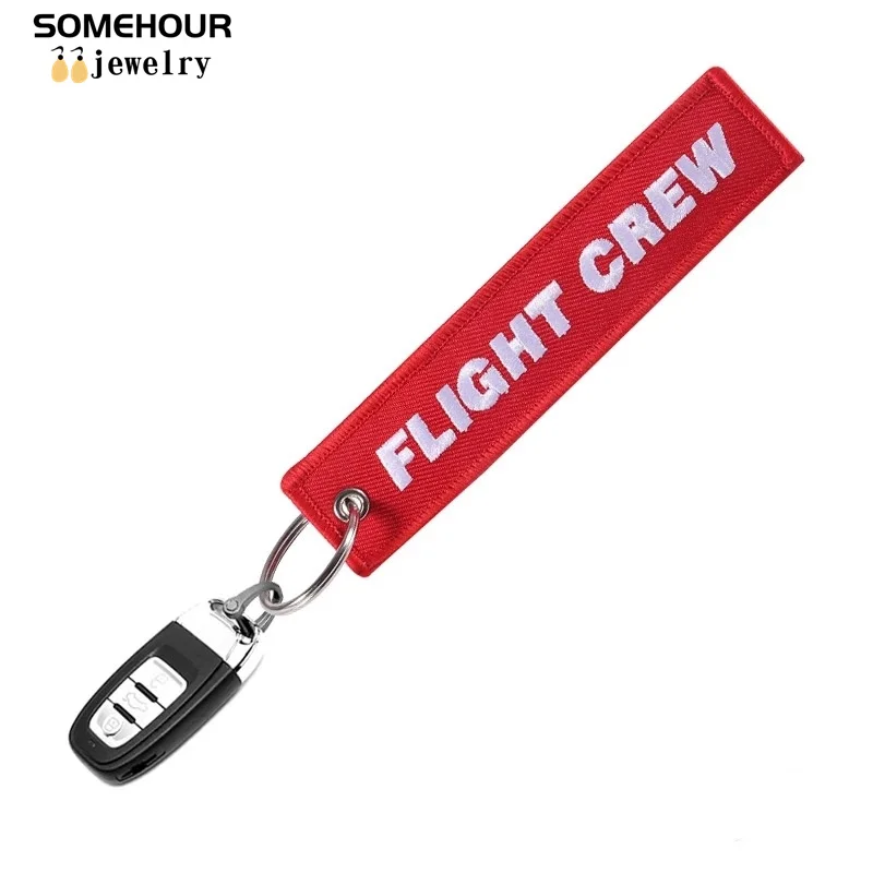 SOMEHOUR Customized Embroidery Text Logo Keychain Personalized OEM Keyring Jewelry Aviation Gifts Tag Holder For Motorcycle Bag
